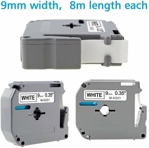 6X Beschriftungsband kompatibel mit Brother P-touch M-K221S sw auf ws 9mm MK221 - Bild 2 von 4
