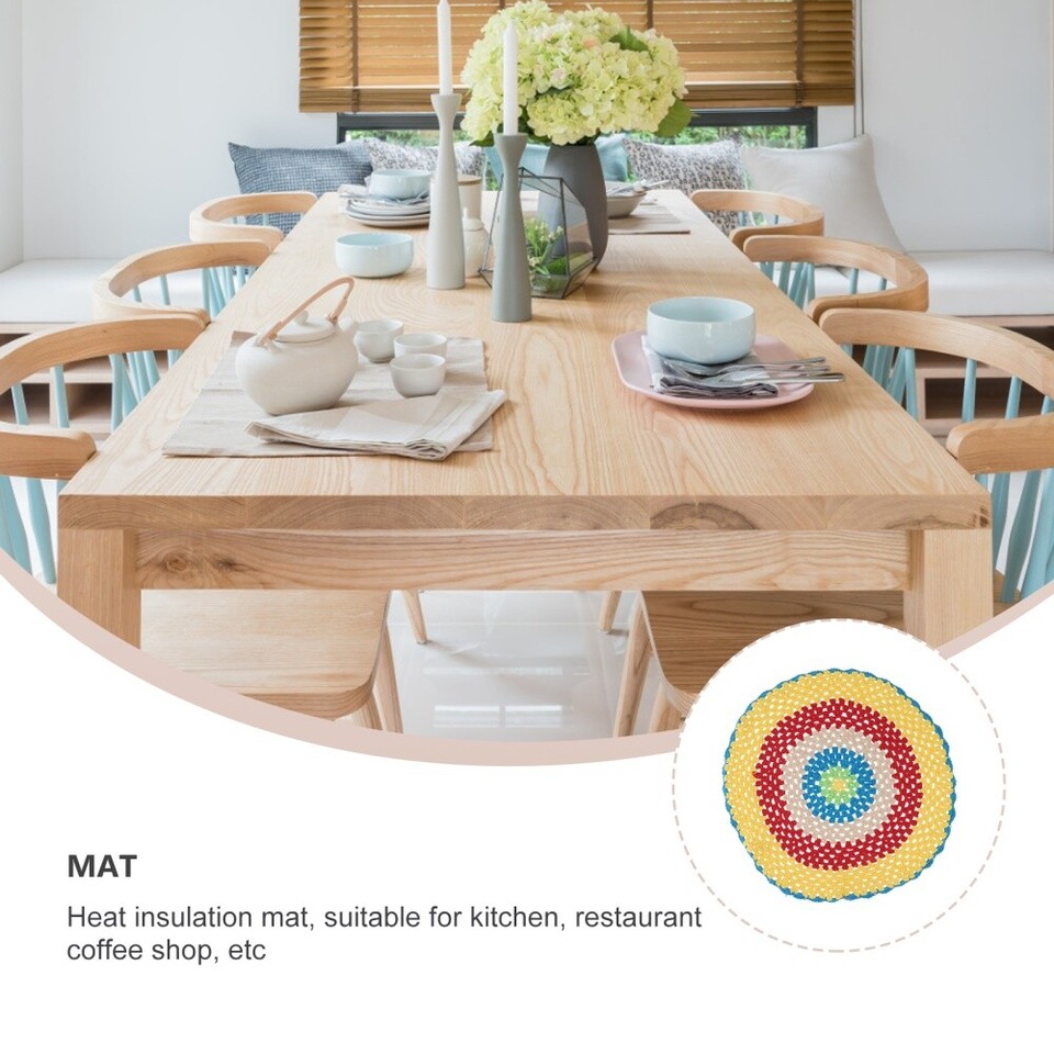 Cotton Mat Tableware Round Braided Placemats Dining Cup Serving eBay