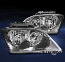 FOR 2004 2005 2006 CHRYSLER PACIFICA REPLACEMENT BLACK HEADLIGHTS HEADLAMPS LAMP