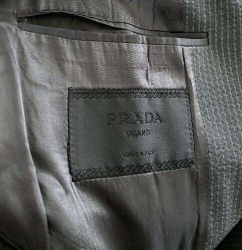 Mens Prada Charcoal Gray Striped 2 Button Slim Fit Blazer Jacket Size 52R - Picture 3 of 7