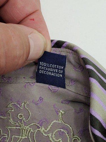 Robert Graham Mens Shirt Dress Size Large Purple Grey Flip Turn Cuff - Picture 11 of 12