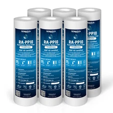 6 Pack Sediment 1 Micron Water Filter Cartridges 2.5" x 10" for Reverse Osmosis 