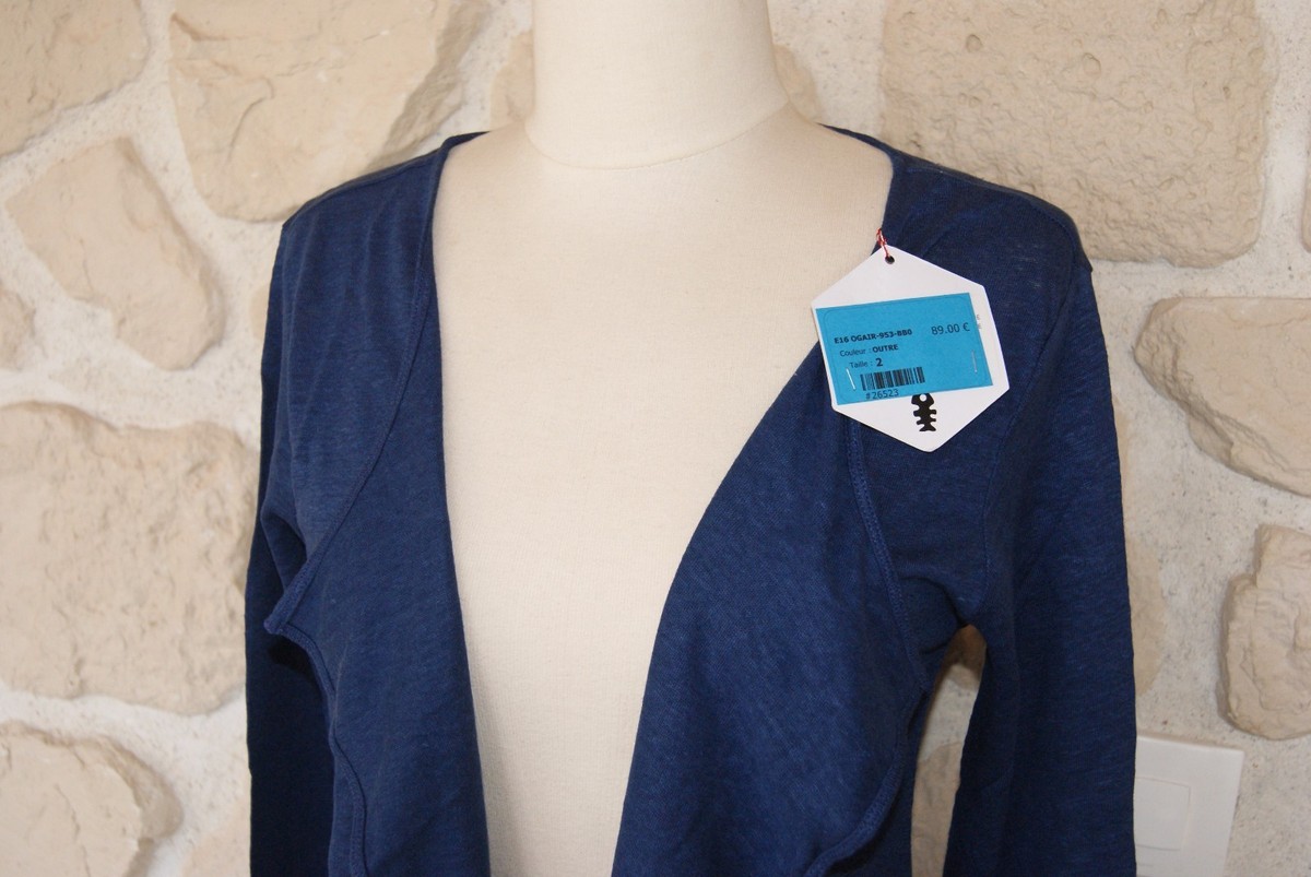 Gilet Noir En Lin 100% Diplodocus Taille 4 – Neuf Avec étiquettes, Prix D'origine 89€, été