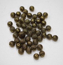 Beads Gold Grooved Round Beads 8mm