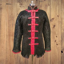 Medieval Chainmail Shirt 9mm Flat Riveted  Washer Open Zigzag Black   Large