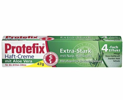 Protefix  Adhesive Denture Fixing Cream with Aloe Vera with Fourfold Effect 47 g
