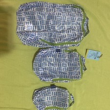 3pcs Suitcases Compression Packing Cube Travel Luggage Organizers Bag Blue Bag