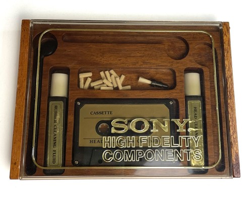 Vintage Sony High Fidelity Components Wooden Case Cassette Cleaning Kit READ