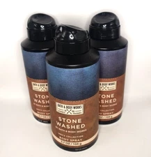 BATH AND BODY WORKS STONE WASHED BODY SPRAY FOR MEN 3.7 FL OZ EACH (3)