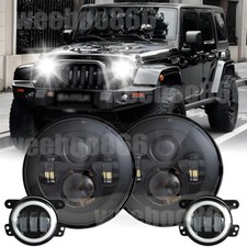 Combo 7 Led Round Headlights 4 Fog Lights Combo For Jeep Wrangler Jk H1 H2