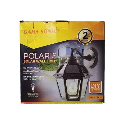 GAMA SONIC Polaris Black Dusk-to-Dawn Outdoor Solar  LED Wall Sconce Light