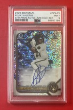2022 Bowman Chrome 1st Felix Valerio #CPAFV Auto Speckle Refractor /299 PSA 9