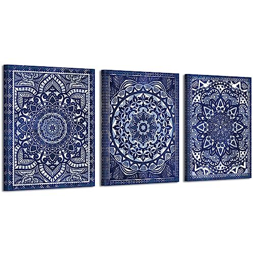 Marineblaue Wanddeko mit Talavera, 12x16 cm 3 3 Stück blaue Wandkunst - Bild 4 von 7