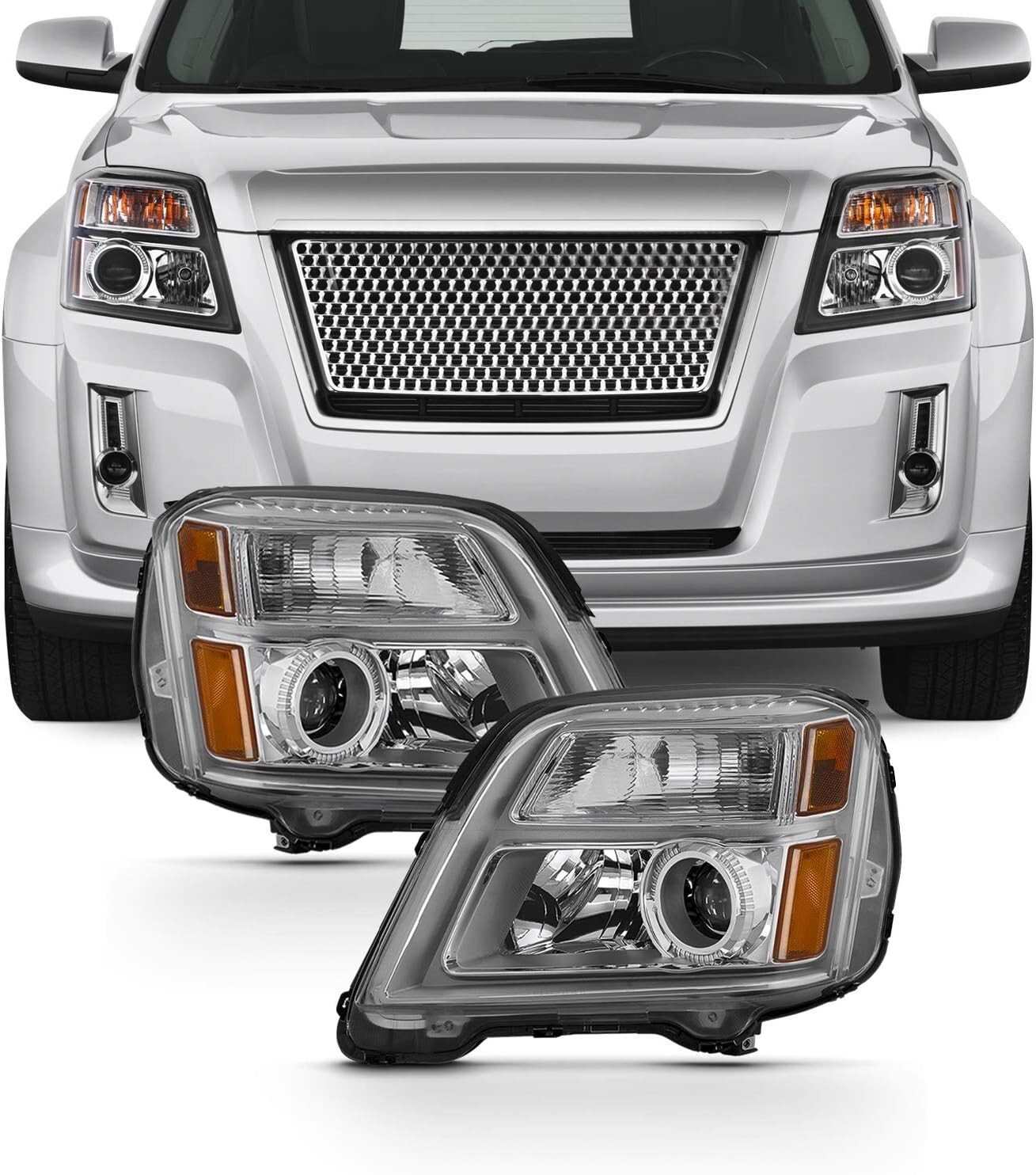 Fit 2010 2011 2012 2013 2014 2015 GMC Terrain Headlight Assembly White