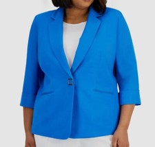 Kasper Women's Blue Notch Collar 3/4-Sleeve Blazer Jacket Petite Sz 14P