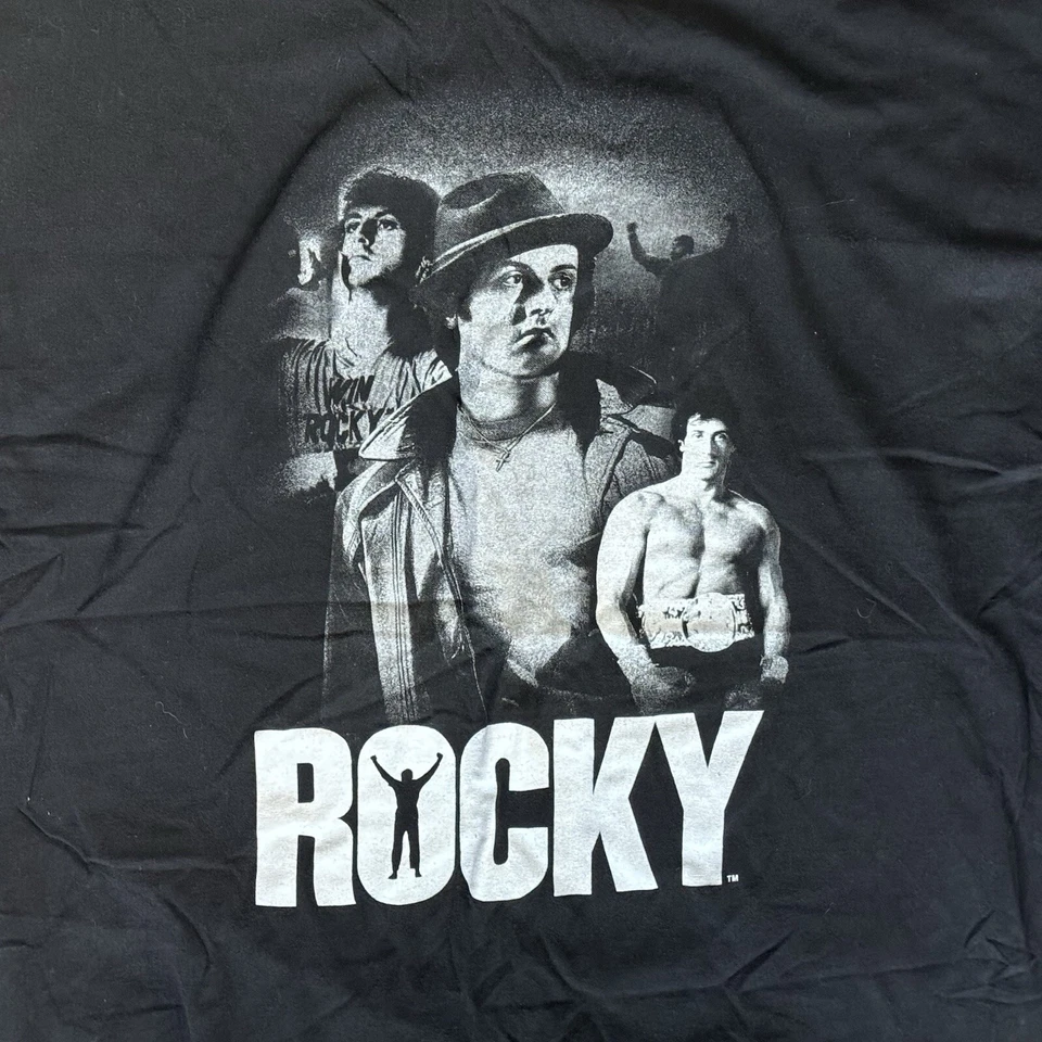 Rocky Balboa T-Shirt Black XL Movie Tee Rap Tv Show Vtg Retro Faded Short Sleeve - Image 2 of 4