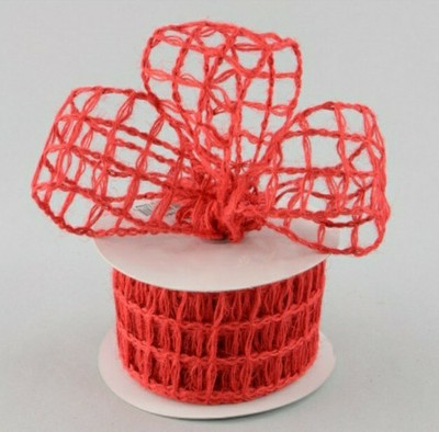 red burlap wired ribbon