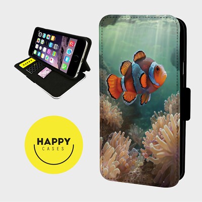 LEBENDIGER CLOWNFISCH ERSTAUNLICH - Kunstleder Klapp Handy Hülle Cover - iPhone/Samsung