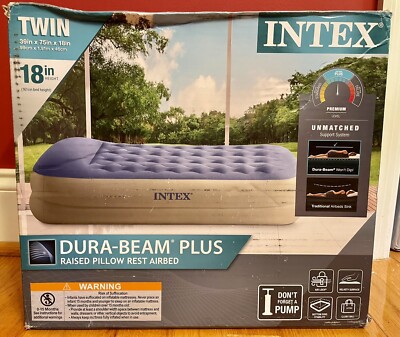 18  Twin Air Mattress - The Dura Beam Plus Advantage Pillow Rest By Intex NOB