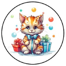 CAT BIRTHDAY ENVELOPE SEALS LABELS STICKERS PARTY FAVORS