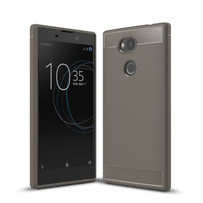Handyhülle Schutz Case für Sony Xperia L2 Cover Bumper Carbon Optik Etuis Grau