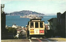 San Francisco California Cable Car on San Francisco Hill Vintage Postcard
