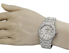 Mens Audemars Piguet Royal Oak 41MM Steel VS Pave Dial Diamond Watch 33 Ct 9