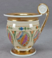 Old Paris Hand Painted Multicolor Floral Cream & Gold Empire Form Cup C. 1820