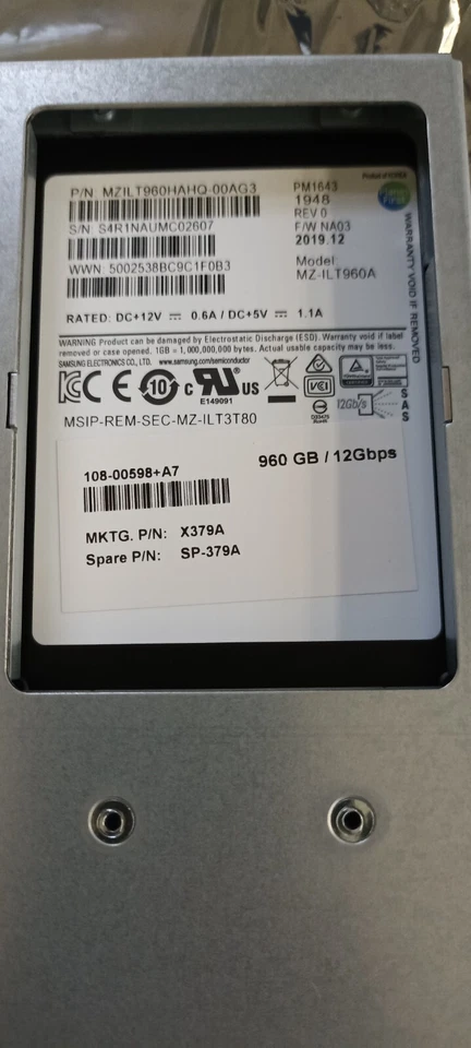 NetApp X379A SSD - 960 GB - SAS 12Gb/s DS460C, W/MSW - Image 2 of 4