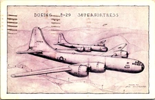 WWII Super Fortress Boeing Plane B-29 Bomber Air Force Vintage  Postcard 1944 Ks