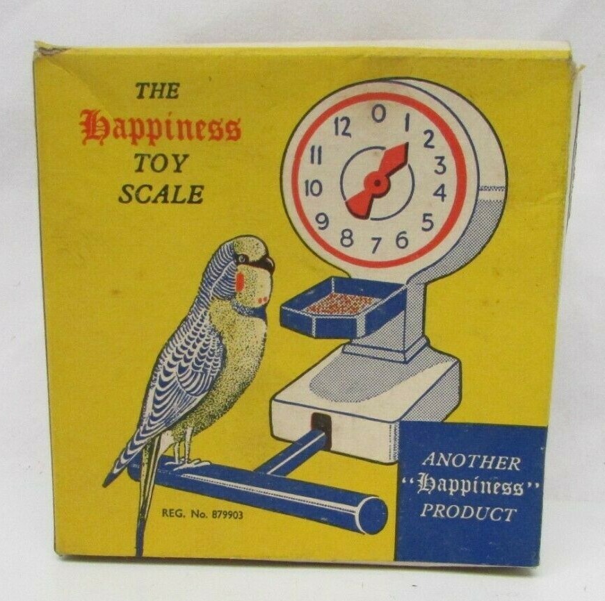 Rare Vintage The Happiness Bird Cage Toy Scale w/ Feeder NOS New 1950s