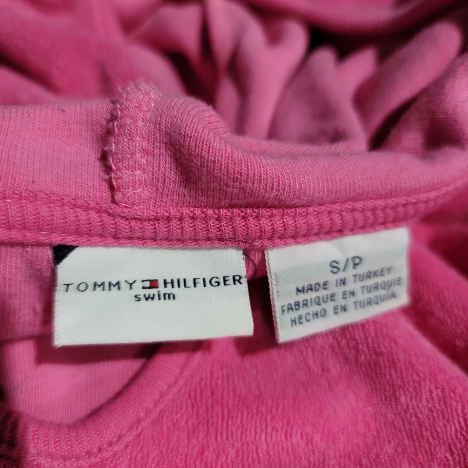 Tommy Hilfiger женщин v-образным вырезом прикрытие платье розовый полотенце хлопок галстук с капюшоном Sz S - Изображение 2 из 4