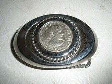 1980 Sacagawea Dollar Belt Buckle 2.5" x 1.75" H
