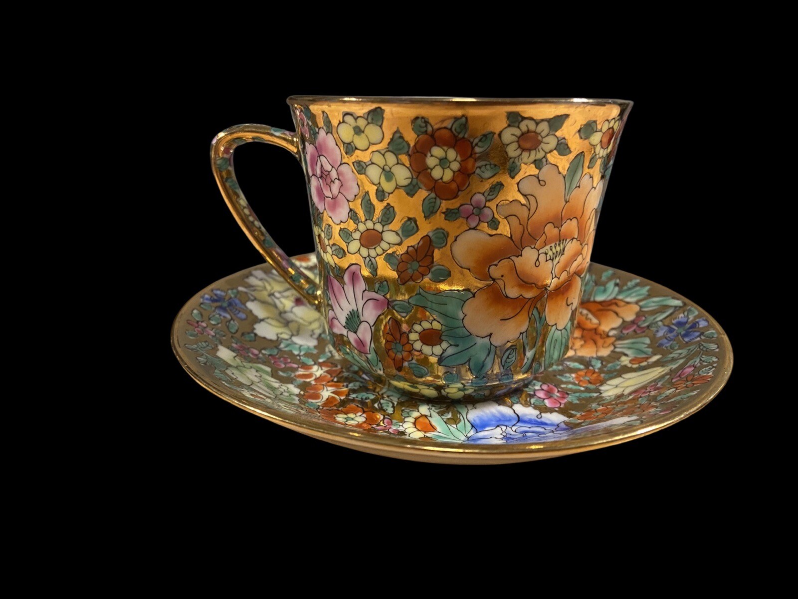 Chintz MilleFleurs Floral Chinese Set -Tea Cup & Saucer Maker Mark Set of 5 VGC