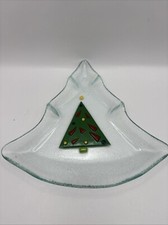 Gorham Fused Glass Christmas Tree Shaped Candy Dish