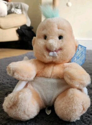 Salco Plüsch Baby in Windel Stofftier 2 Zähne, blaue Haare 7 Zoll Vintage selten 
