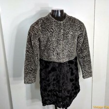 Fever Faux Fur Jacket Coat Womens Size Xs Gray/black Leopard Print