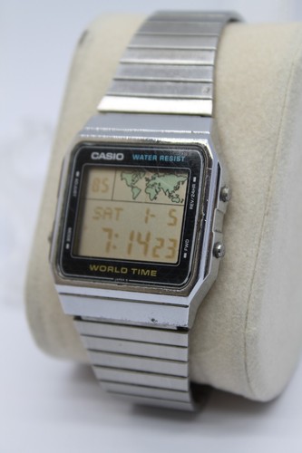 RARE CASIO WORLD TIME 643 A300U CHRONO ALARM DIGITAL VTG QUARTZ 87s JAPAN WATCH - Picture 4 of 13