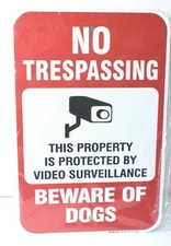 Sigo Signs No Trespassing Beware of Dogs Protected Surveillance Aluminum 12x18