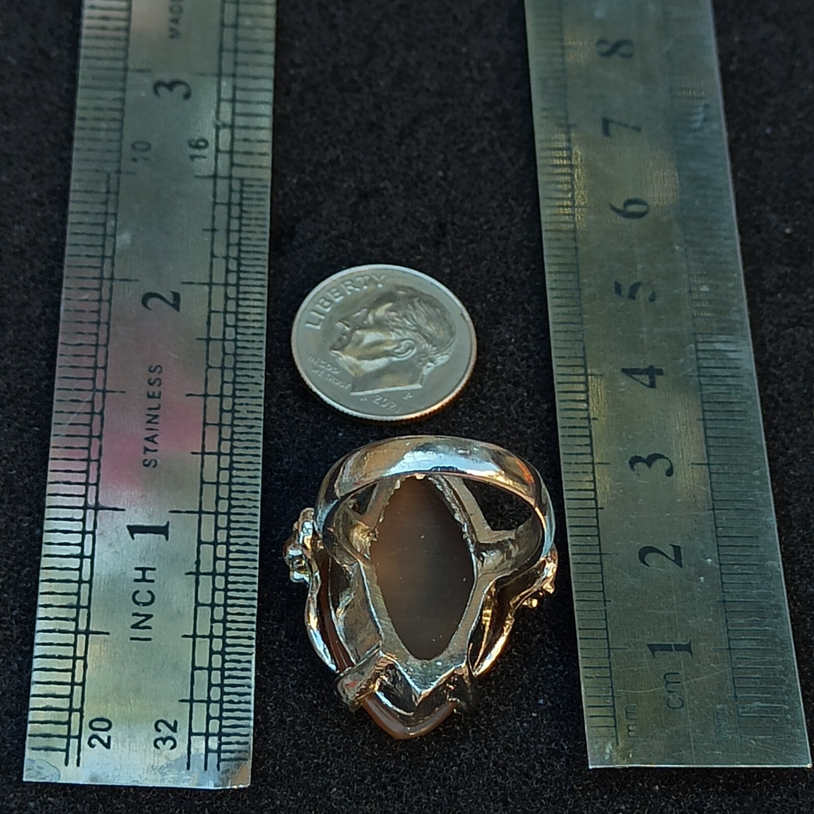 Statement Ring Silver Tone Large Marquise Light P… - image 9