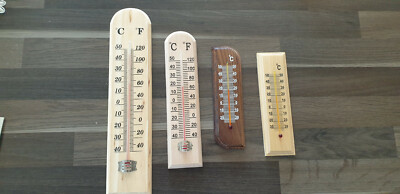 Thermometer Außen Innen Holz Außenthermometer Analog Gartenthermometer +C+ C+