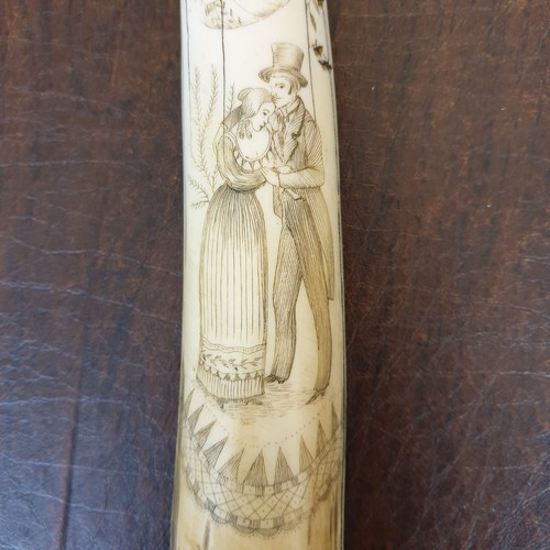 Scrimshaw Replica Faux Walrus Tooth Tusk SAMANTHA SHIP Maritime Americana Sailor - Picture 7 of 13
