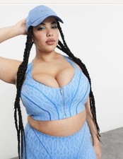 adidas x Ivy Park Blue Monnogrammed Sports Bra