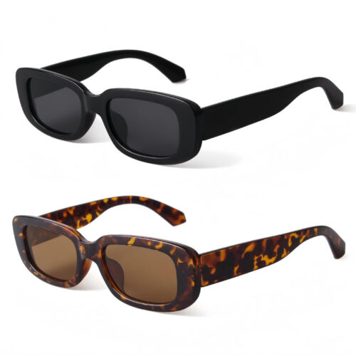 Retro Rectangle Sunglasses for Women Men Chunky Square Thick Frame Glasses UV400
