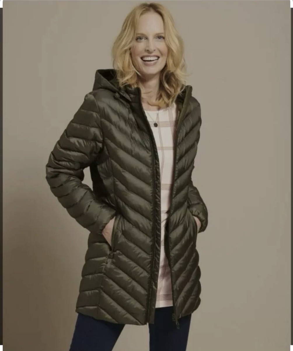 Damart Green Longline Padded Parka Jacket Coat Size 16