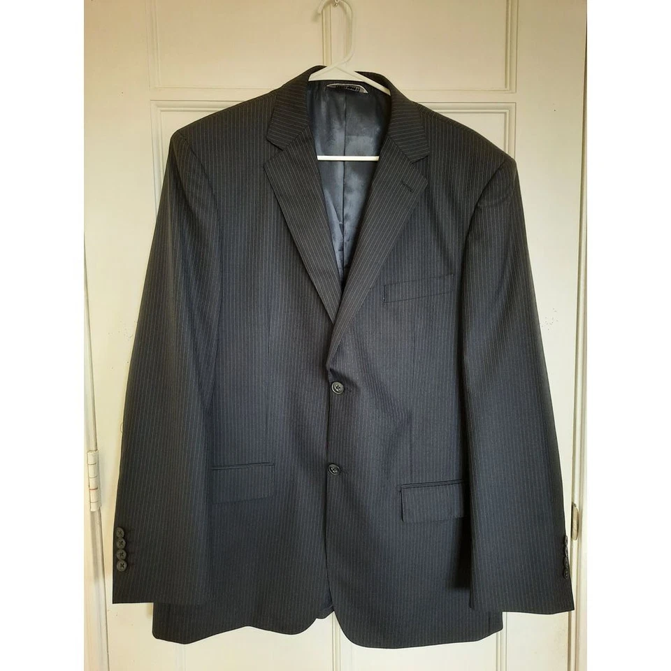 Blazer de lana Jhane Barnes 44R de sastrería de lona Super 140 a rayas de un solo pecho Foto 3 de 4