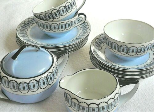 Unusual Vintage NORITAKE Blue White 13 Piece Part Tea Set Marked MARUKI