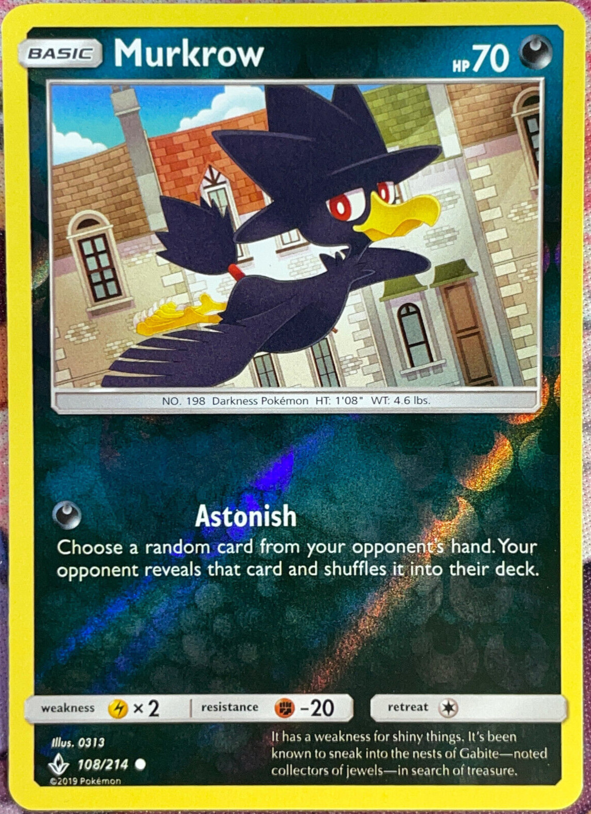 Murkrow Reverse Holo - 108/214 - Unbroken Bonds Pokemon 2019