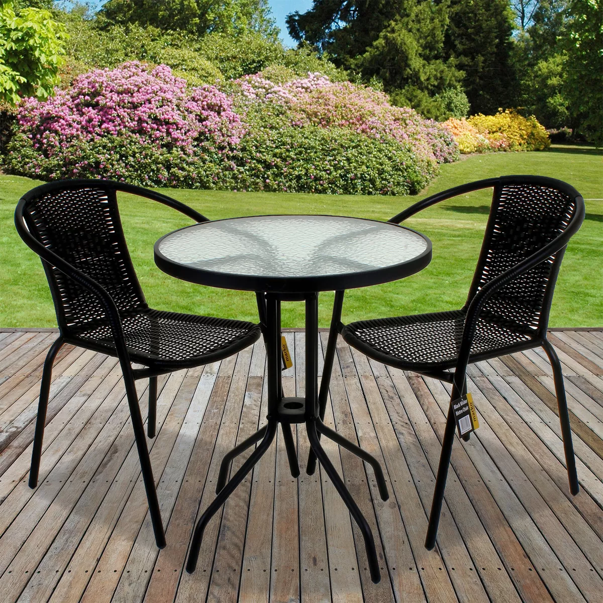 Black bistro table set outdoor deals