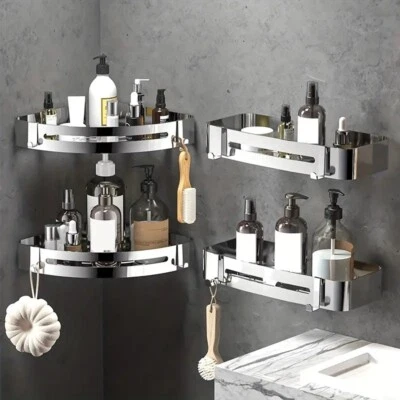 Shower Basket Shower Caddy Shelf Stainless Steel Wall Mounted/Adhesive Chrome